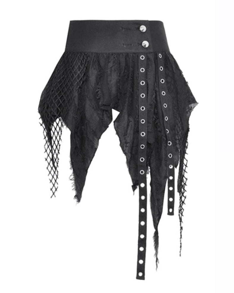 Punk Mesh Eyelet Super Mini Skirt