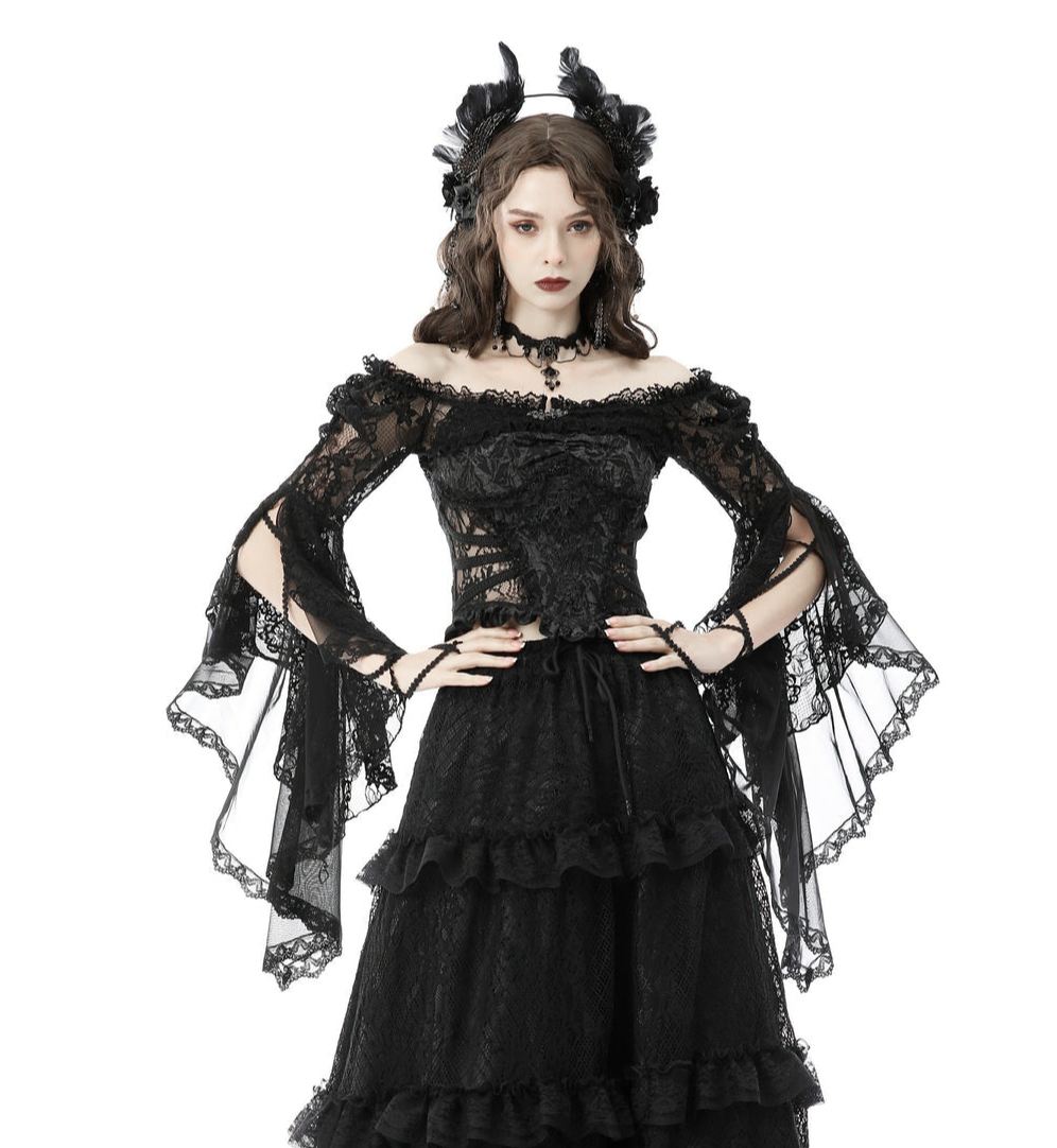 Lace Bell Sleeve Hook Shawl Bolero