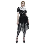 White Frill Crucifix Print Blouse