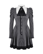 Pinstripe Scissor Cravat Collar Dress