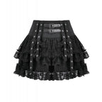 Ruffle Double Buckle Eyelet Strap Mini Skirt