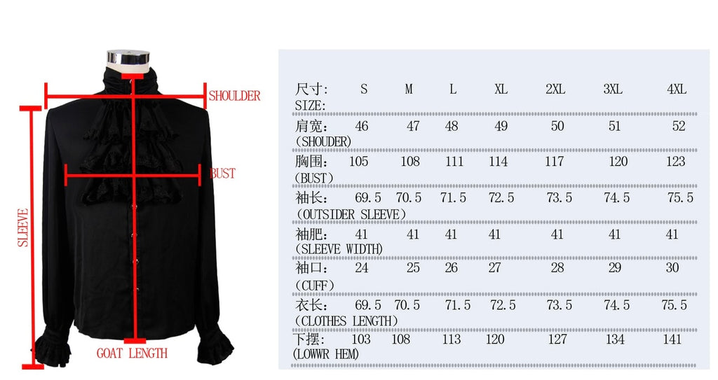 Black Victorian Chiffon Ruffle Shirt