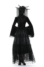 Lace Cutout Flare Arm Velvet Blouse