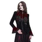 Black & Wine Chained Velvet Jacket