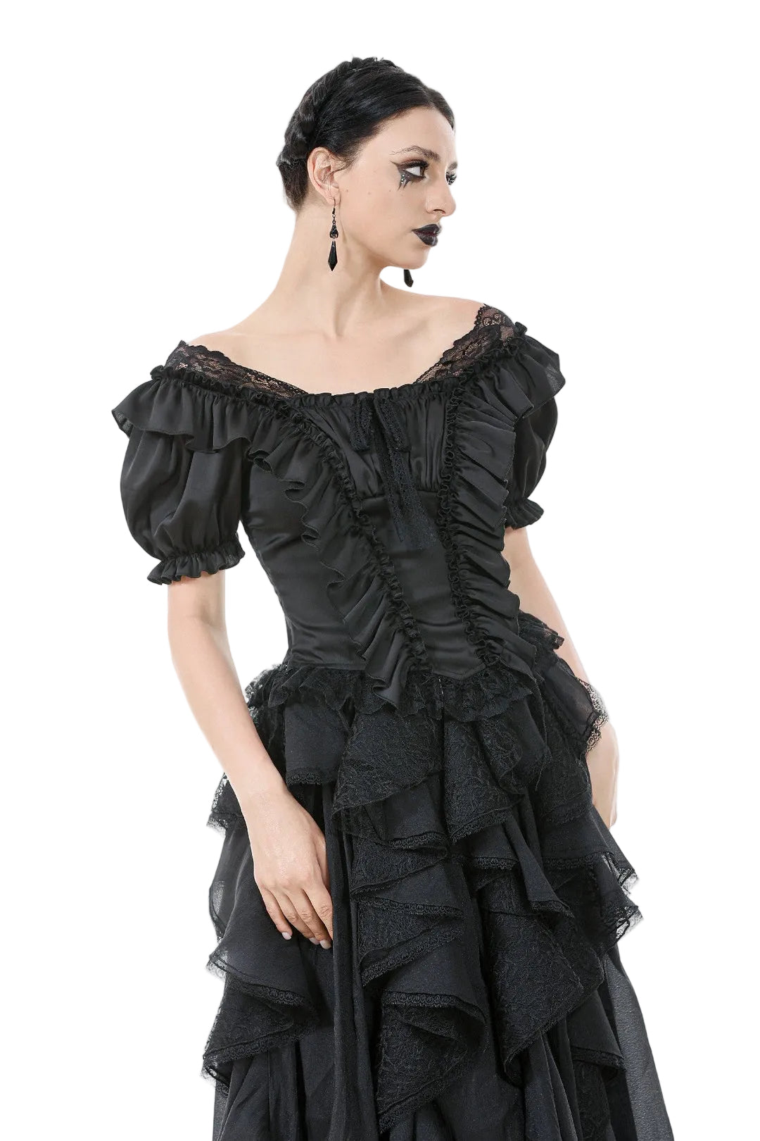 Ruffle Pleat Lace Blouse