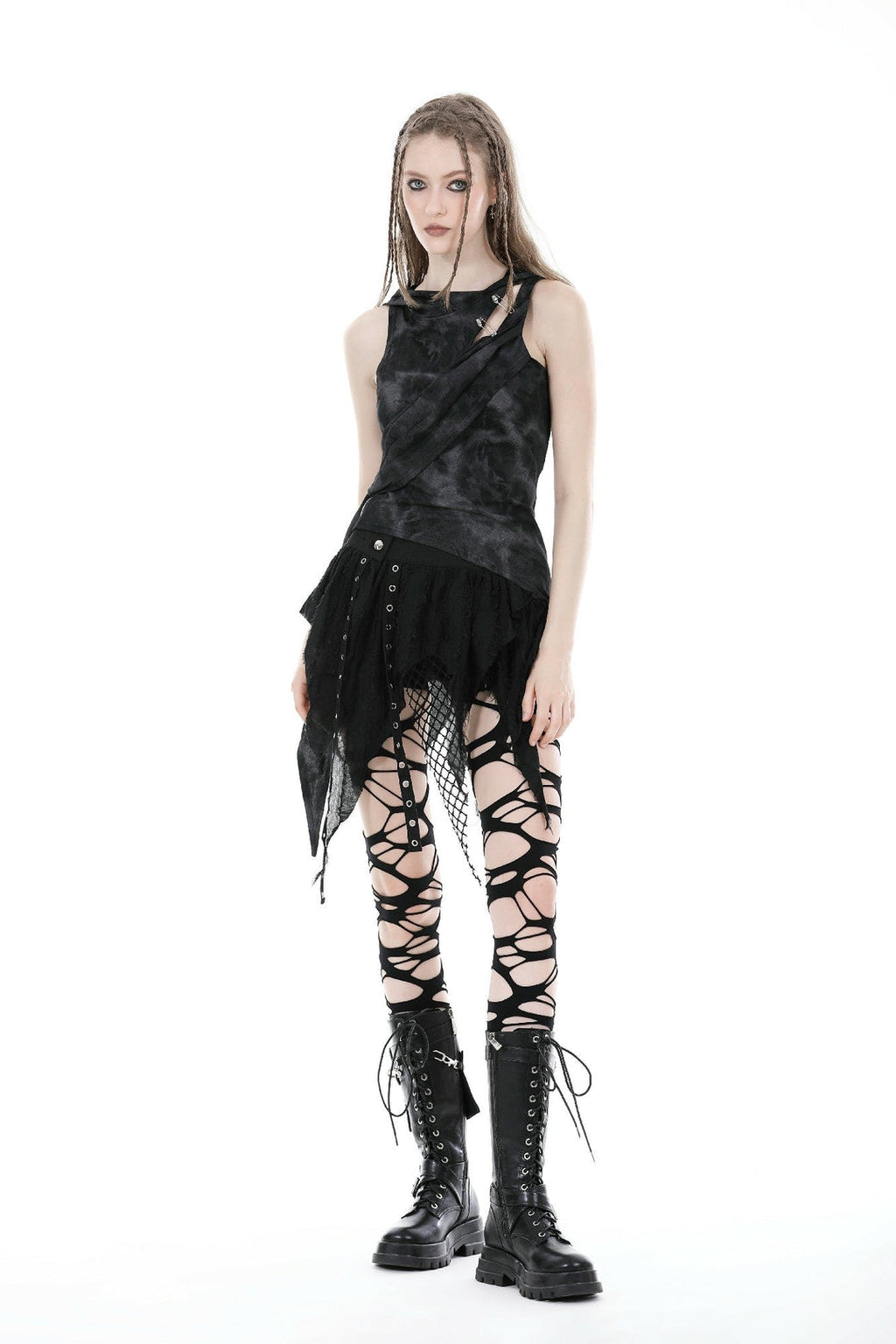 Punk Mesh Eyelet Super Mini Skirt
