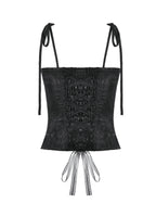 Lace Frill Ribbon Corset Top