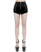 Black Velvet Zip Chain Hot Pants