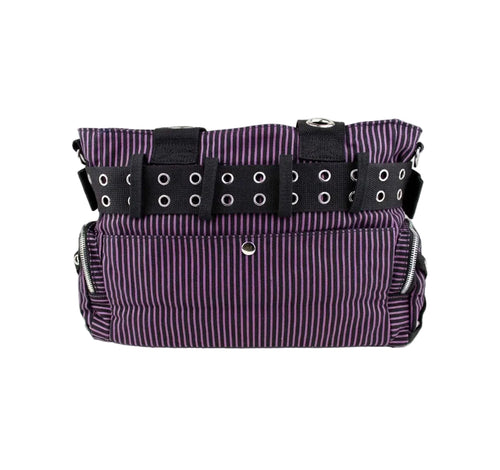 Black & Purple Stripe Handcuff Eyelet Handbag