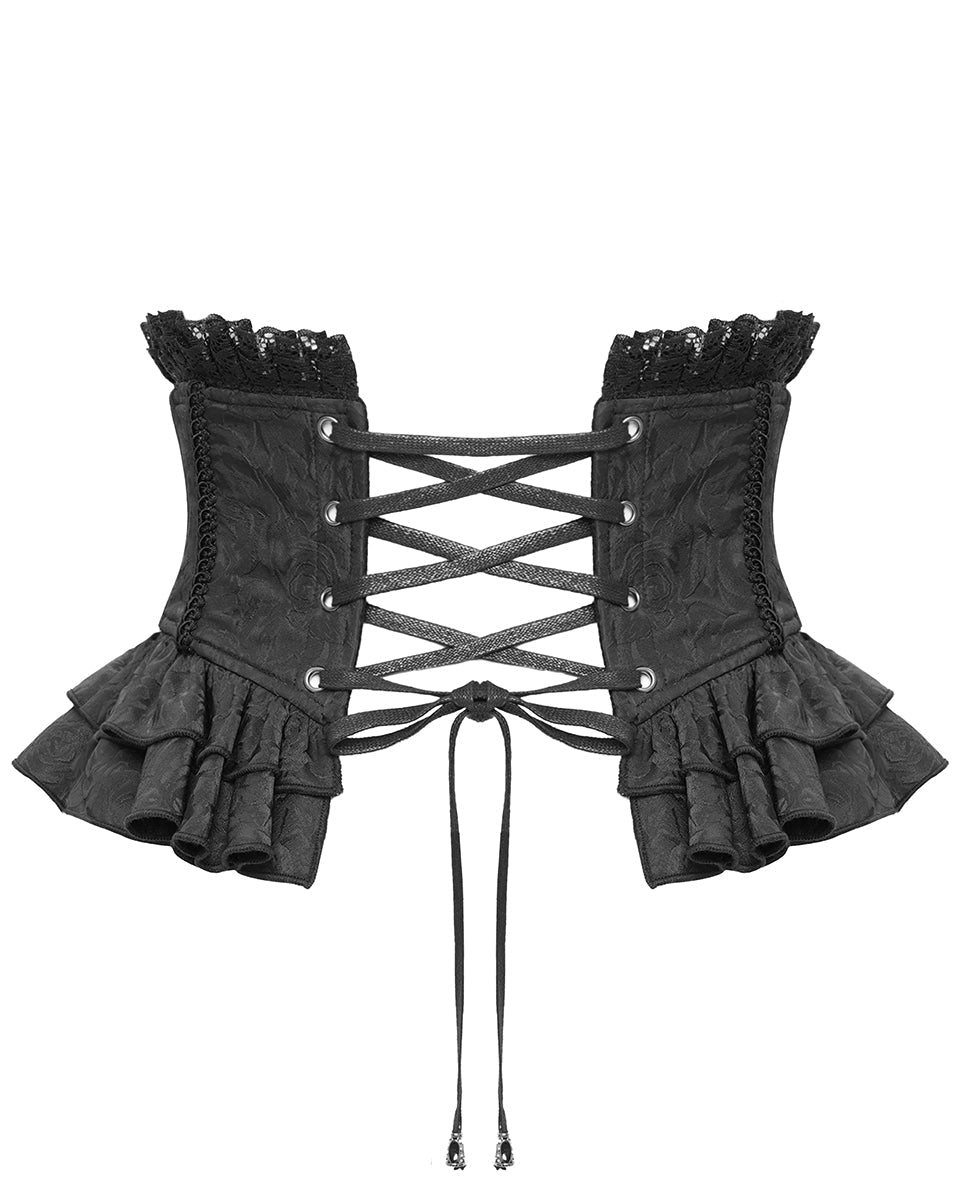 Crucifix Rose Frill Corset Belt