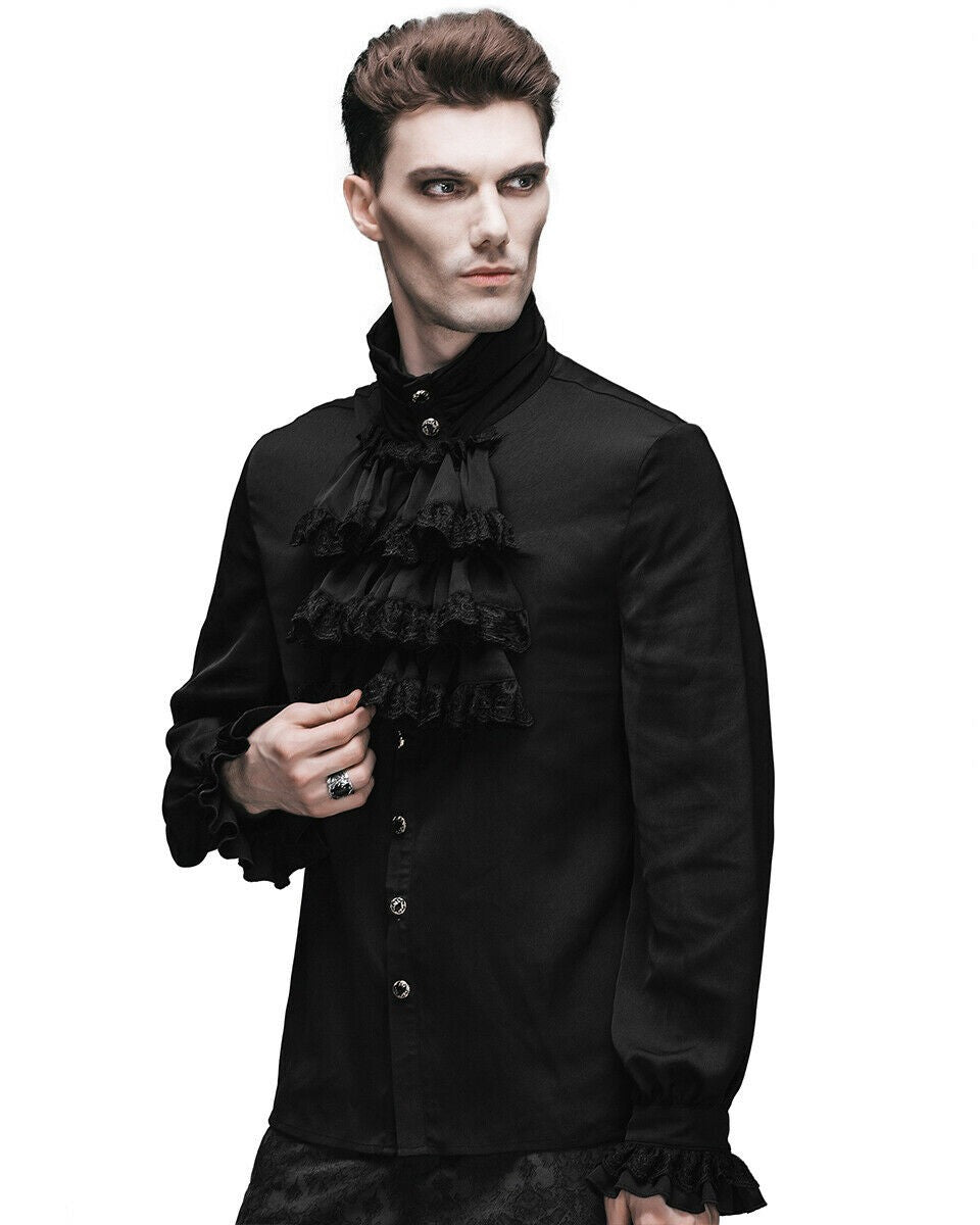 Black Victorian Chiffon Ruffle Shirt
