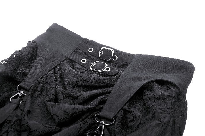 Hi-Lo Harness Strap Lace Skirt