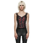 Red Poison Ivy Corset Buckle Top