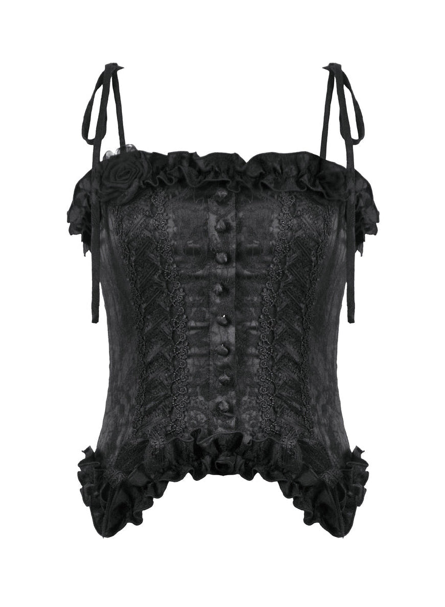 Lace Frill Ribbon Corset Top