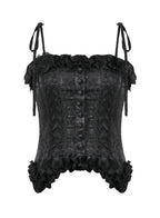 Lace Frill Ribbon Corset Top