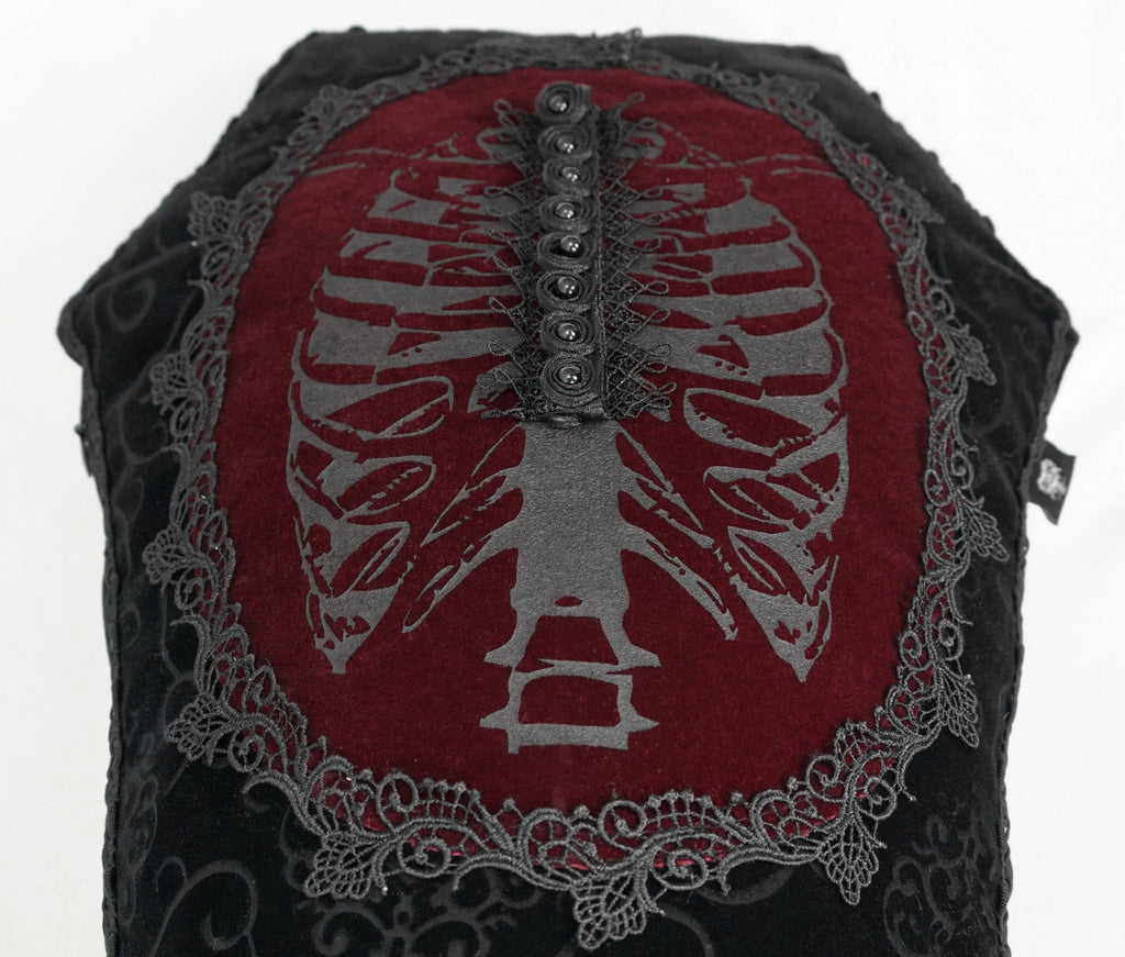 Ribcage Coffin Shape Velvet Cushion