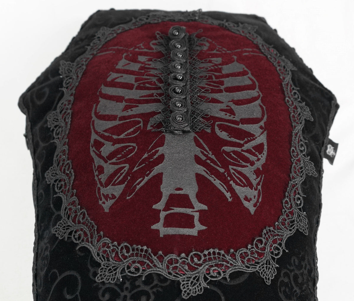 Ribcage Coffin Shape Velvet Cushion