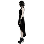 Black Gothic Hi-Lo Waterfall Velvet Sleeveless Dress