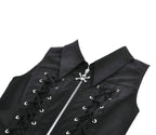 Skull Zip Lace Up Skater Dress
