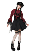 Red Ruffle Neck Trail Sleeve Blouse