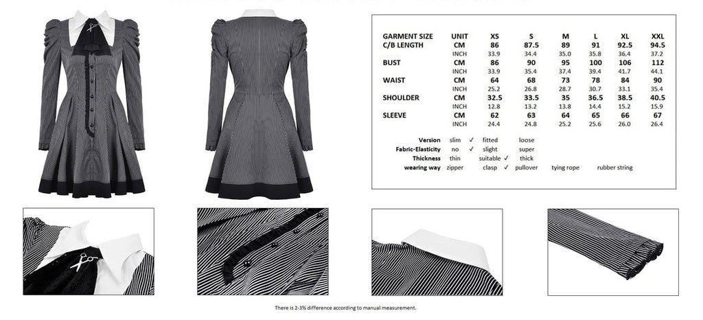 Pinstripe Scissor Cravat Collar Dress