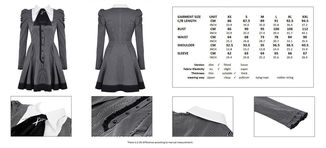 Pinstripe Scissor Cravat Collar Dress