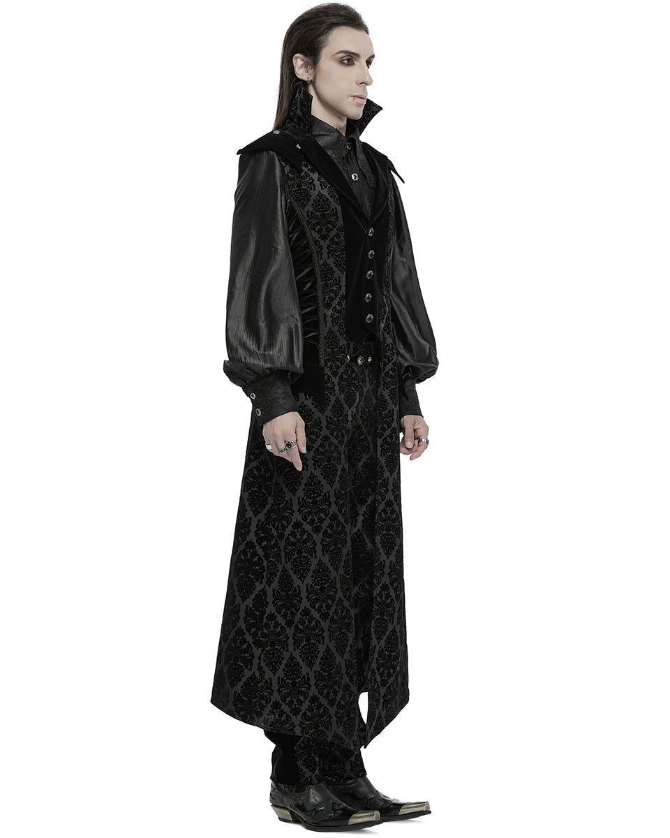 Long Flocked Velvet Waistcoat Jacket