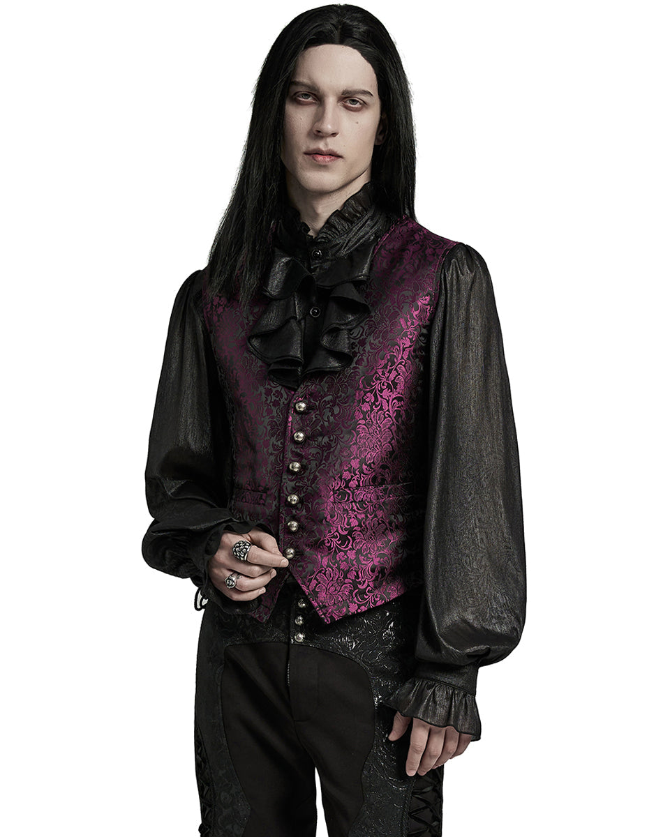 Red Lace Up Brocade Waistcoat
