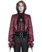 Red Crucifix Jacquard Detachable Cravat Shirt