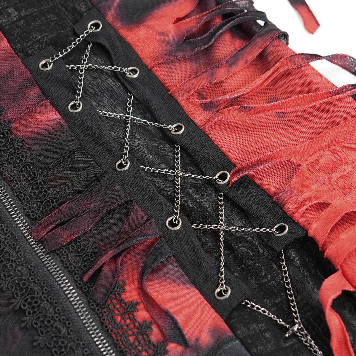Black & Red Bloody Shredded Hood Jacket