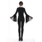 Diamond Neck Cut Lace Bell Sleeve Blouse