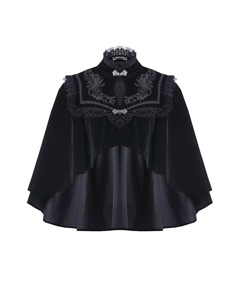 Elegant Collar Velvet Cape
