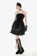 Bat Coffin Ruffle Layer Mini Dress
