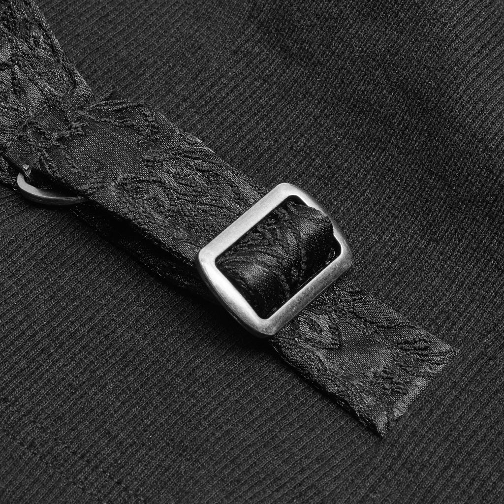 Black Poison Ivy Corset Buckle Top