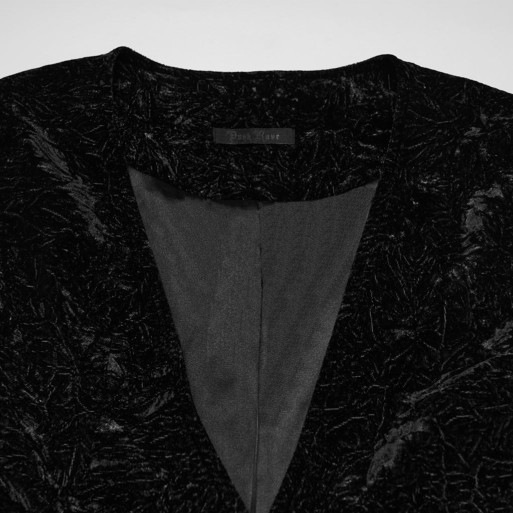 Black Crushed Velvet Waistcoat