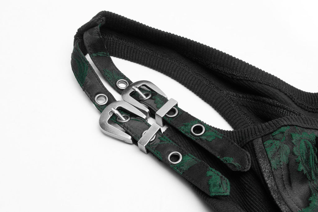 Green Poison Ivy Corset Buckle Top