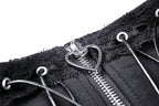 Criss Cross Heart Zip Ruffle Mini Skirt