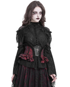 Red Crucifix Rose Frill Corset Belt