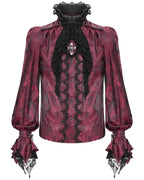 Red Crucifix Jacquard Detachable Cravat Shirt