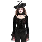 Gothic Cut Out Lace Hem Blouse