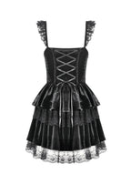 Lace Wing Strap Ruffle Dress