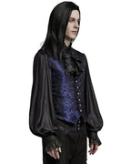 Blue Lace Up Brocade Waistcoat