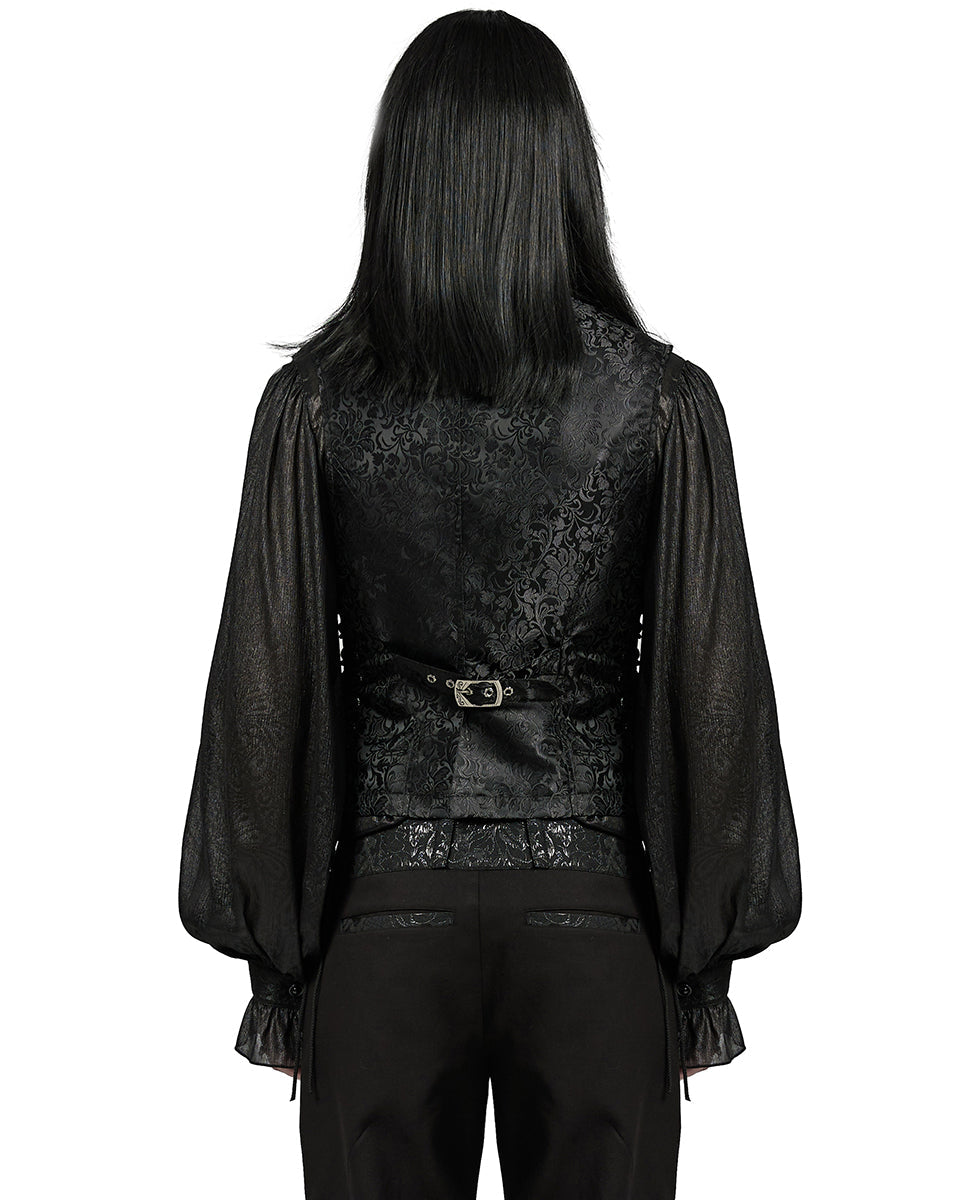 Blue Lace Up Brocade Waistcoat