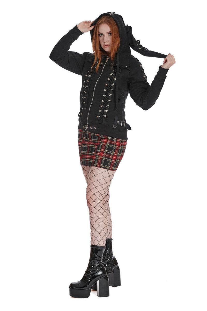 Punk Laced Hooded Zip Jacket