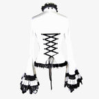 Flared Ruffle Sleeve Rose Cravat White Blouse