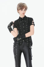 Ruptured Punk Eyelet Lace Up Shirt