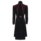 Big Buckle Long Velvet Black Gothic Jacket