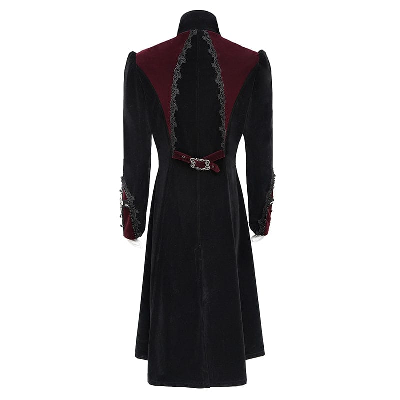 Big Buckle Long Velvet Black Gothic Jacket