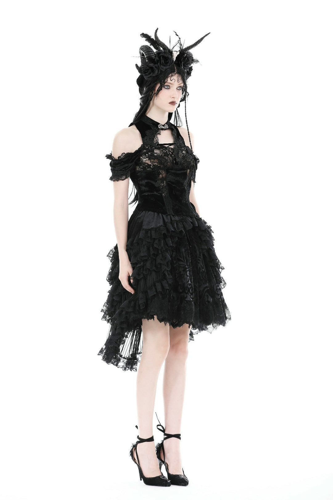 Short Hi-Lo Ruffle Tail Skirt