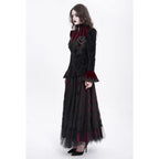 Black & Wine Chained Velvet Jacket